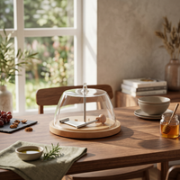 Cheese with Dome Clear Cheese Board with Dome Stable for Hosts