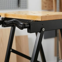 Folding Workbench Metal Frame Portable Workbench Round Holes Shop Gear for Carpentry