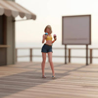Short-Haired Girl Holding Ice Cream High Precision 1/64 Scale Figurine