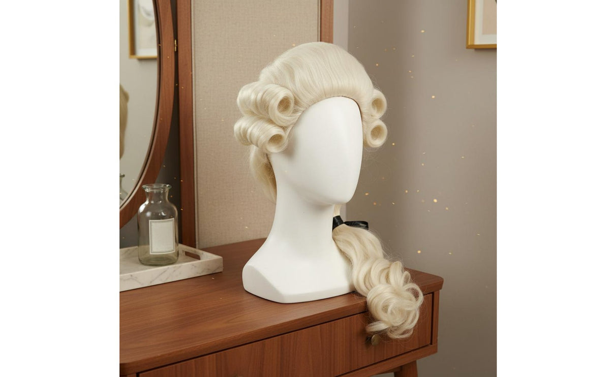 Founding Father Hairpiece Breathable Mesh 18th Century Peruke Adjustable Size