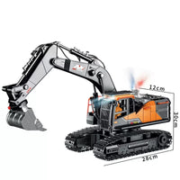 2.4G Remote Control Excavator Toy, Large Alloy 3-in-1 14-Channel Electric RC Digger
