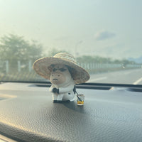 Cute Cow with Hat Car Dashboard Decoration, Resin