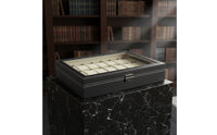 24 Compartment Watch Box Clean-Keeping-Resistant Watch Display Case with Glass Top Removable Pillows Water-Resistant for Men
