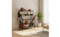 Rolling Sports Ball Storage Cart Easy Access for Gym, Coaches