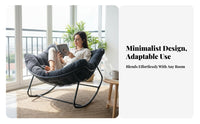 Wicker Weave Accent Cushioned Rocking Chair Cradle-Like Comfort Cushioned Egg Rocker Thick Cushion Household Furniture Stable Design for Homeowners, Book Lovers, Balcony, Living Room, Bedroom, Reading Nook