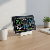 Moon Phase Display Color Screen Weather Station Snooze Function Radio Controlled Weather Timepiece Humidity Monitoring Indoor Outdoor Forecast Timepiece Barometric Pressure for Bedroom, Living Room, Office