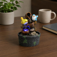 Bird Water Feature Decor Resin Material Mini Indoor Waterfall Fountain Easy Setup Circulating Water Ornament for Desktop