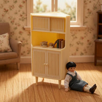 Miniature Corner Cabinet Triangular Top Corner Storage Cabinet Model Beige