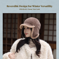 Warm Earflap Cap Fleece-Lined Knit Cap Unisex Foldable
