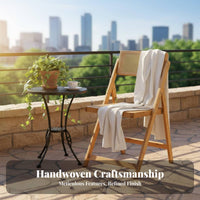 Cane Woven Mesh Folding Chair Lightweight Household Furniture Anti-Slip Feet