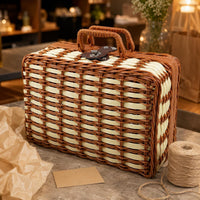 Rattan Suitcase Storage Box Top Handle Suitcase-Style Storage Box Rigid