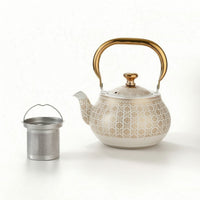 Teapot with Stainless Steel Infuser Patterned Teapot with Infuser Removable Tea Maker for Hosts