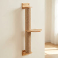 Cat Scratcher Wall Mounted Wooden Toy Accessory, Vertical Pad for Indoor Cats, Space Saving Large Animal Surface