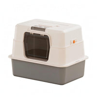 Oversized Litter Box White Hood Animal Toilet Included Scoop