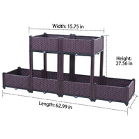 Planter Box Outdoor, Raised Garden Bed for Vegetables, 40cm Modular Floor-Standing Design Resin with Integrated Drainage