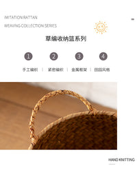 日式编织杂物筐化妆品整理盒手工草编桌面插花篮创意花盆套