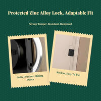 Keyless Combination Cabinet Lock, Code Drawer Lock, protected Sliding Door Lock for closet, Adjustable, Easy Installation