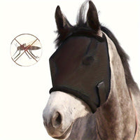 Fly-Proof Horse Face Mask Cool Breathable Mesh Insect-Repellent Sunshade Horse Hood Equestrian Supplies