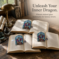 Fantasy Stained Glass Style Acrylic Bookmark with Dragon Pattern