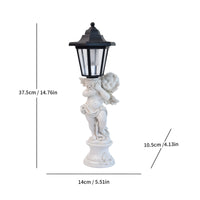 Resin Cherub Statue with Lantern Weather-Resistant Angel Statue with Lantern Dusk to Dawn Sculpture Sculpted for Patio, Lawn