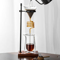 Pour Dripper Stand with Wooden Base Minimalist Pour over Coffee Stand Compact Dripper Holder with Base for Cafes
