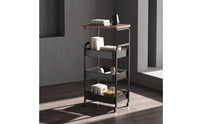 4-Tier Rolling Cart Space-Saving Rolling Cart with Wooden Top Multifunctional