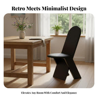 Dense Wood Frame Curved spinerest Chair Retro aesthetic Dining Seating Upholstered Seat Indoor Furniture Minimalist Design for Homeowners, Restaurant Owners, Families, Kitchen, Living Room, Cafe