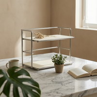 Tabletop Storage Rack Compact Desktop Organizer Portable 2-Tier Tabletop Trolley for Desk