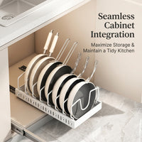 Kitchen Cabinet Pantry Pan Rack for Space Saving Storage, Carbon Steel Organizer for Chefs