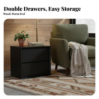 Modern Design Nightstand with Drawers Space-Saving 2-Drawer End Table Minimalist Design Bedroom Furniture Narrow Profile for Apartment Dwellers, Homeowners, Small Areas, Living Room, College Dorm, Entryway