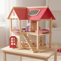 Pretend Play Princess Castle Dollhouse DIY Assembly Princess Dollhouse Multi-Level Pink Doll House for 3 Year Olds, Girls, Toddlers, Playtime