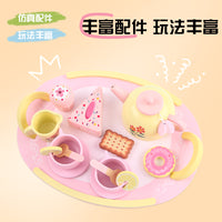 Wooden Pretend Play Tea Set for Kids, Afternoon Tea Set, Parent-Child Interactive Toy