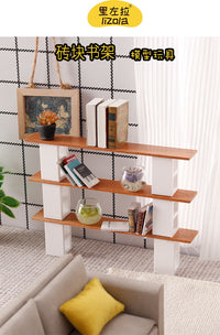 Miniature Cherry Wood Brick Bookshelf for Dollhouse