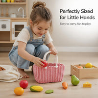 Plastic Woven Storage Basket with Handle for Shopping, Picnics, and Organization