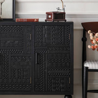 Vintage Storage Cabinet Fully Assembled Carved Storage Cabinet Hinged Doors