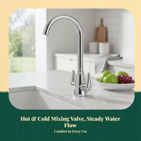 Brass Double Handle Kitchen Faucet, Hot & Cold Mixer
