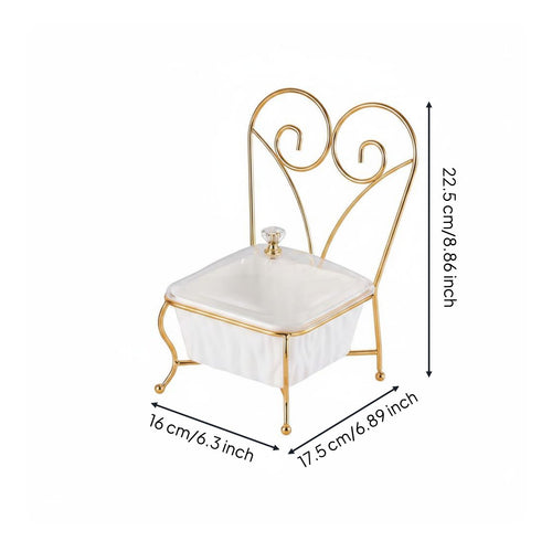 Decorative Snack Stand Clear Domed Lid Dry Fruit Box Gold-Tone