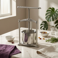 Grape Press with Stainless Steel Barrel Hand-Operated Manual Juice Maker Compact