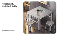 Square Folding Table Foldable Design Square Steel Dining Surface Space-Saving Easy to Clean for Event Planners, Outsideside Door