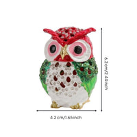 Owl Jewelry Box Bejeweled Owl Trinket Box Ornament Jeweled Rhinestone-Studded for Women, Vanity, Dresser