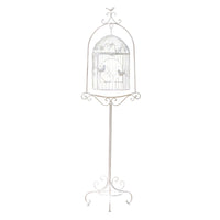 Birdcage Flower Stand Distressed White Round Plant Riser Arched for Courtyard