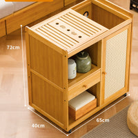 Traditional Tea Cart with Water Boiler Detachable Drip Tray Mobile Tea Serving Station Multifunctional Mobile Serving Cart with Drawer for Hosts