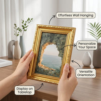 Photo Frame with Vintage Gold Design for Home Decor, Family Picture for Children's Art