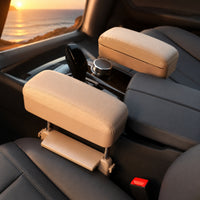 Leather-Like Car Center Armrest Storage Box Metal Support Rods Adjustable Armrest Storage Box Hard Shell Car Center Console Cover Easy to Install