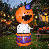 Inflatable with Pumpkin and Ghosts Inflate Pumpkin Ghost Inflatable Yard Decoration Self-Inflating Eye-Catching