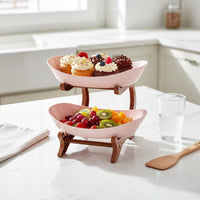 Double Tiered Dessert Stand Easy to Clean Double Layer Dessert Platter