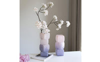 Colored Glass Art Vase Unique Shape Stacked Cube Glass Vase Artistic Design