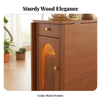Folding Design Transformable Dining Cabinet Space-Saving Multi-Compartment Credenza Extendable Surface Sideboard Vintage aesthetic for Small Apartment Residents, Families, Homeowners, Kitchen, Living Room, Hallway, Entryway