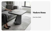 Light Luxury Aesthetic Geometric Base Side Table Italian design Design Geometric Pedestal Table Stone-Look Top Living Room Furniture multi-functional Use for Interior Designers, Apartment Dwellers, Homeowners, Balcony, Small Spaces, Bedroom, Entryway