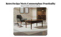 Storage Coffee Table Retro Design Household Furniture Multi-Functional Rounded Corners for Homeowners, Living Room, Lounge Area